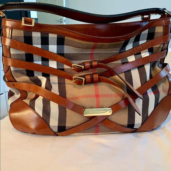 BURBERRY House Check Bridle Small Dutton Hobo bag. - Picture 1 of 8